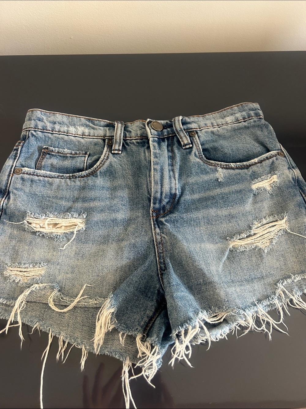 Blank NYC Distressed Denim Shorts - Light Blue